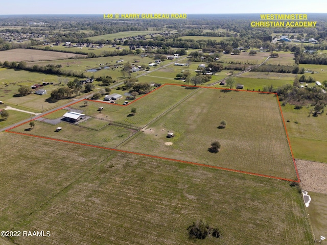 aerial view with a rural view