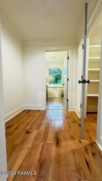 corridor featuring hardwood / wood-style flooring