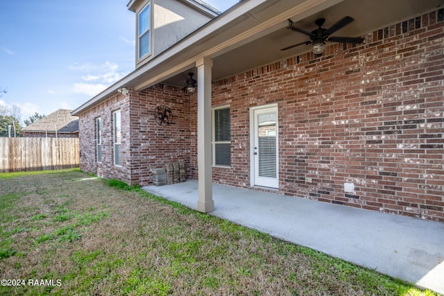 exterior space with ceiling fan and central AC unit