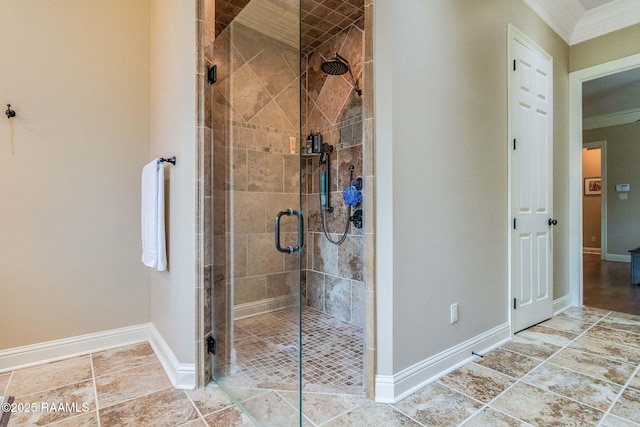 100 Giverny Pl, Lafayette, LA 70508 - bathroom featuring crown molding and a shower stall