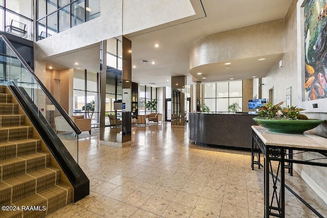 welcome area with stairs and visible vents