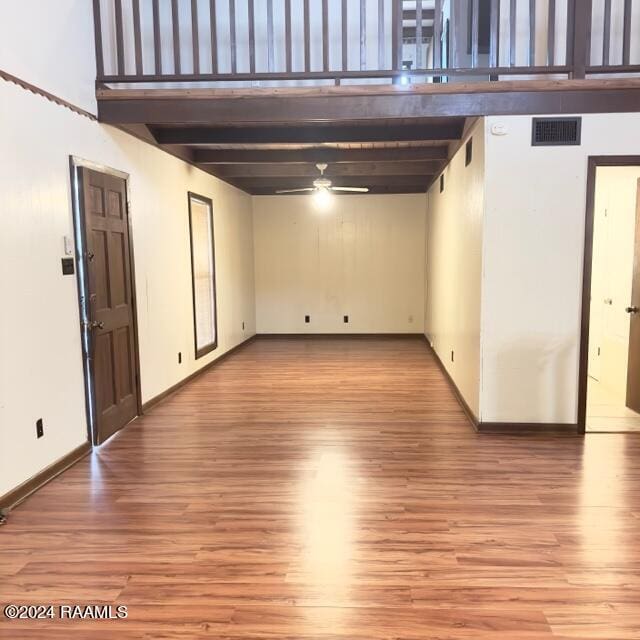 interior space featuring light wood-type flooring and ceiling fan