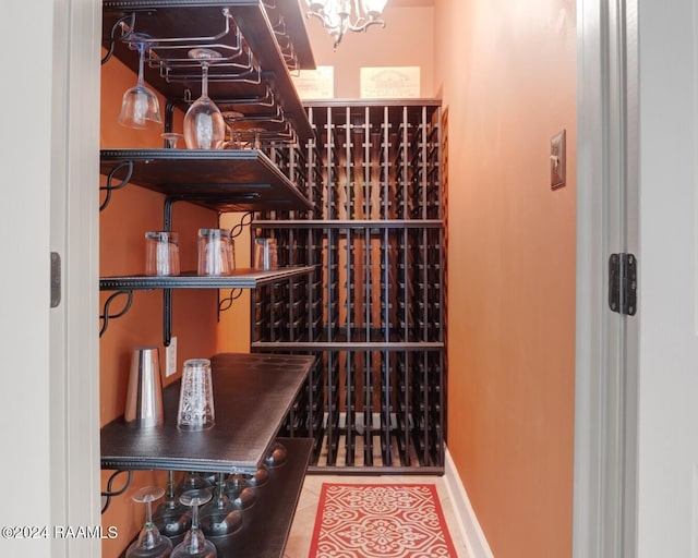 wine room featuring tile flooring