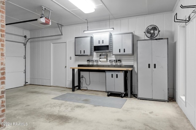 garage with a garage door opener