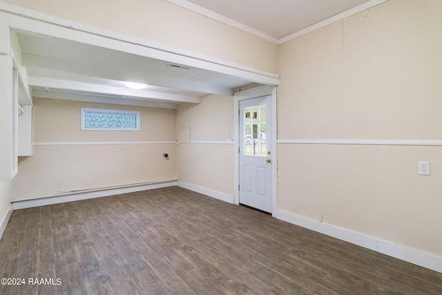 spare room with dark hardwood / wood-style floors