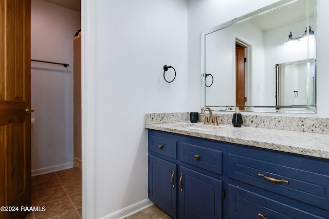 bathroom with vanity and tile floors