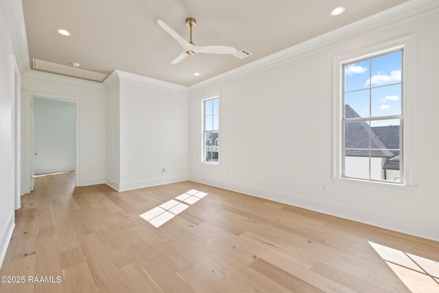 225 Gunter Grass Ct, Lafayette, LA 70508 - unfurnished room with baseboards, light wood-style flooring, ornamental molding, and a healthy amount of sunlight