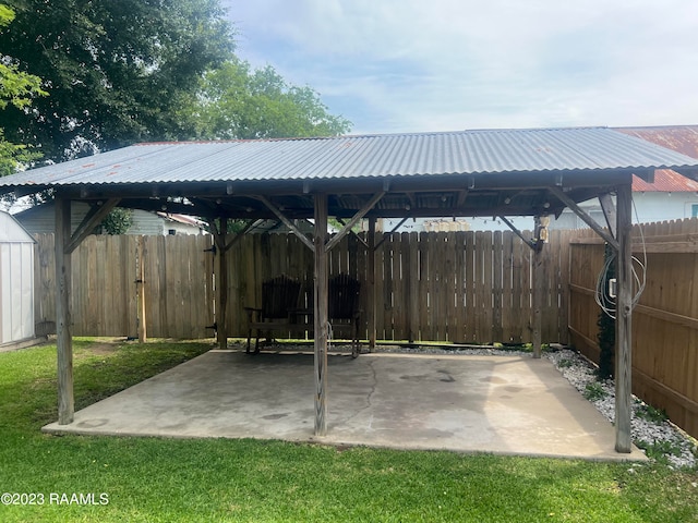 view of patio featuring a gazebo