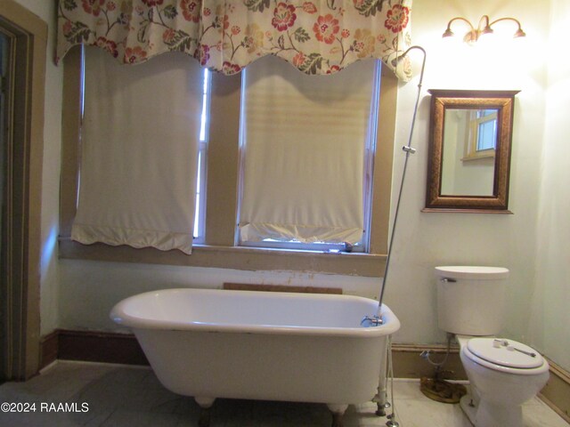 bathroom featuring a bath and toilet