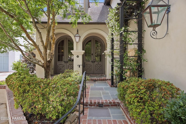 doorway to property with french doors