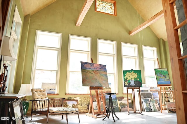 sunroom with vaulted ceiling and a healthy amount of sunlight