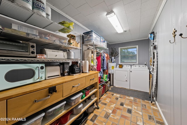 interior space featuring washing machine and dryer