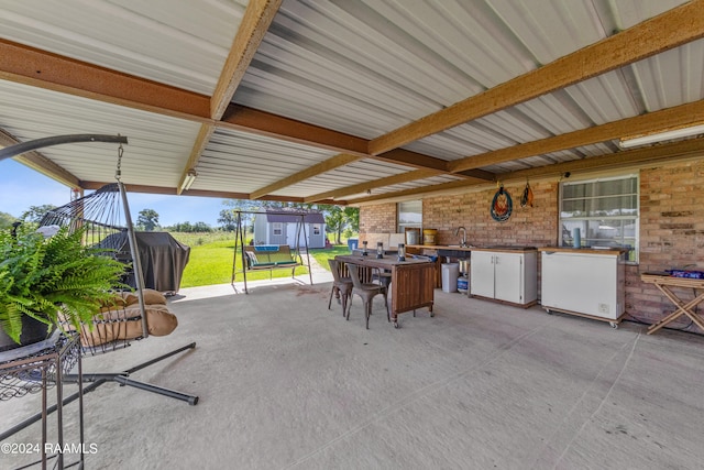 view of patio with sink