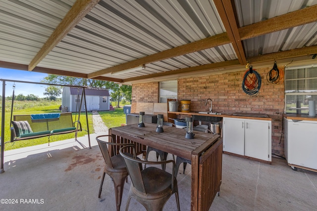 view of patio with sink