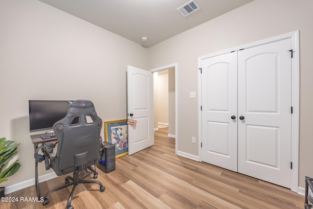 office featuring light wood-type flooring