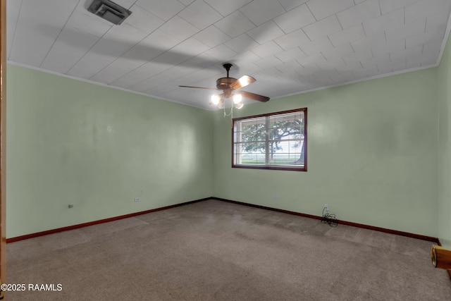 617 Cemetery Rd, Saint Martinville, LA 70582 - unfurnished room featuring ornamental molding, a ceiling fan, carpet, and baseboards