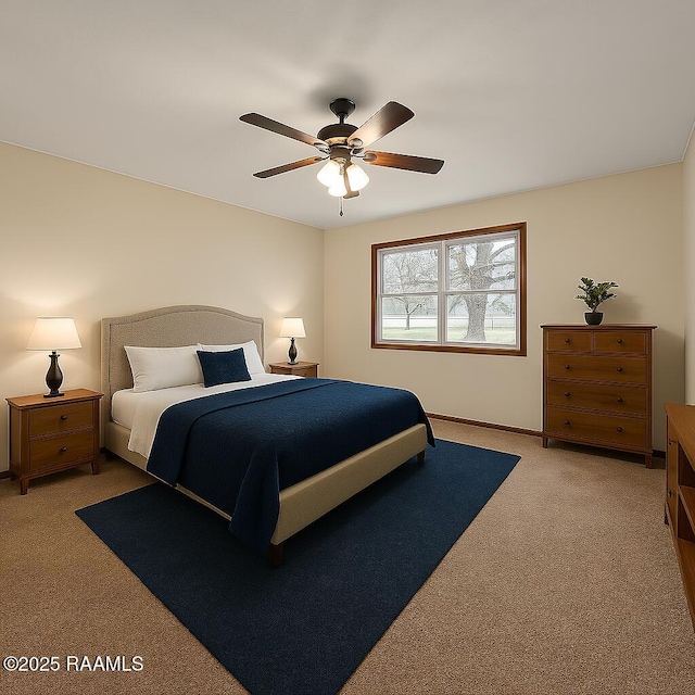 617 Cemetery Rd, Saint Martinville, LA 70582 - bedroom featuring light carpet, a ceiling fan, and baseboards