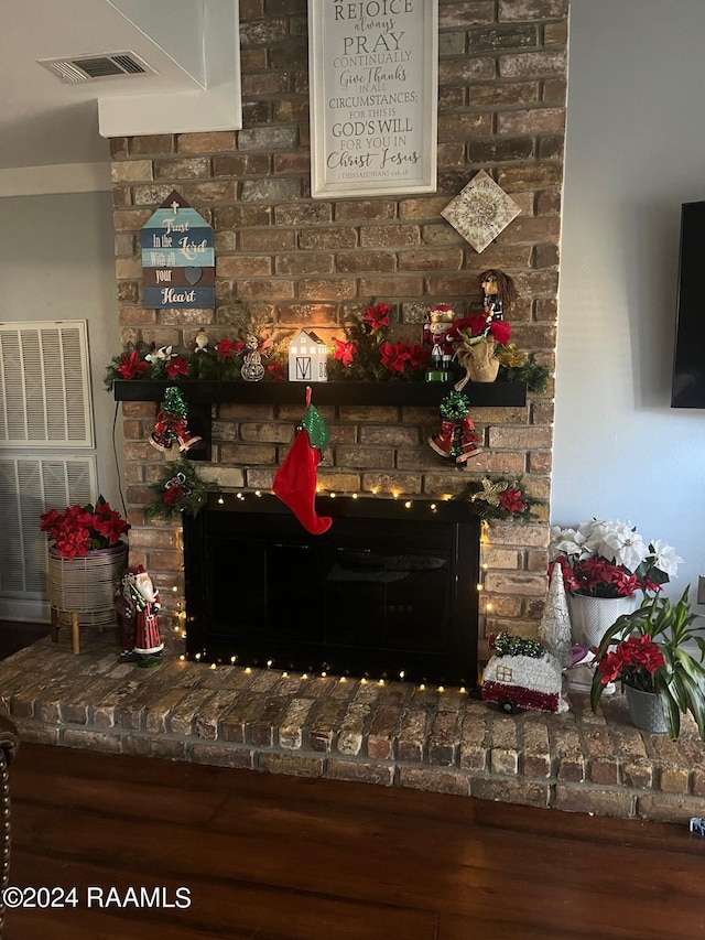 interior details featuring a fireplace