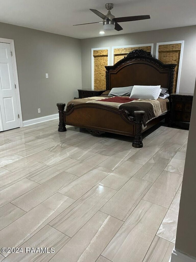 bedroom featuring ceiling fan