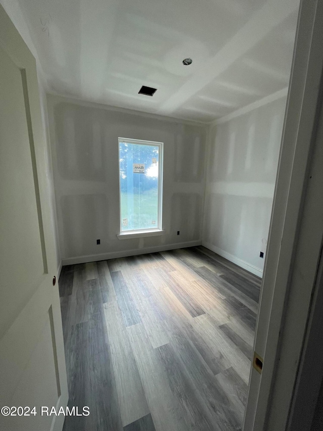 spare room featuring wood-type flooring