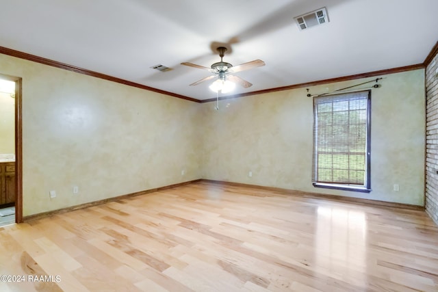 unfurnished room with ceiling fan and light hardwood / wood-style flooring