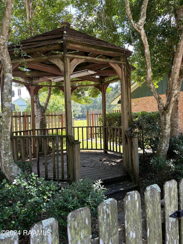 deck featuring a gazebo