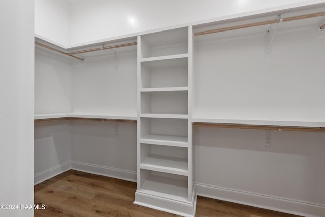 walk in closet featuring dark wood-type flooring