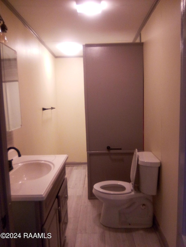 bathroom with oversized vanity and toilet