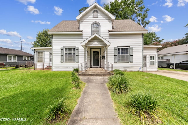 view of front of house with a front lawn