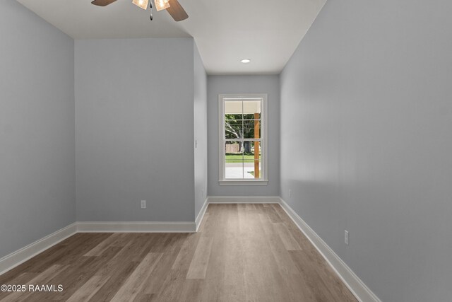 210 E D St, Rayne, LA 70578 - empty room featuring recessed lighting, wood finished floors, baseboards, and ceiling fan