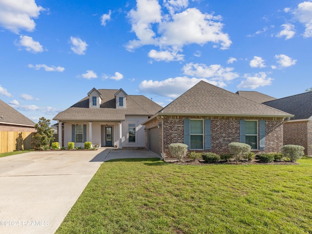 view of front facade featuring a garage and a front yard