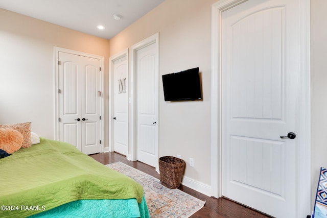 bedroom featuring dark hardwood / wood-style floors