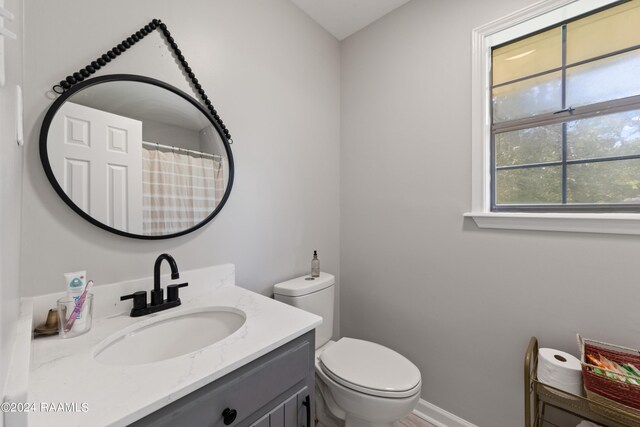 bathroom featuring vanity and toilet