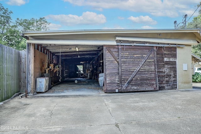 view of garage