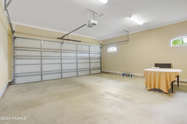 garage with a garage door opener