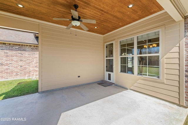 view of patio / terrace with a ceiling fan