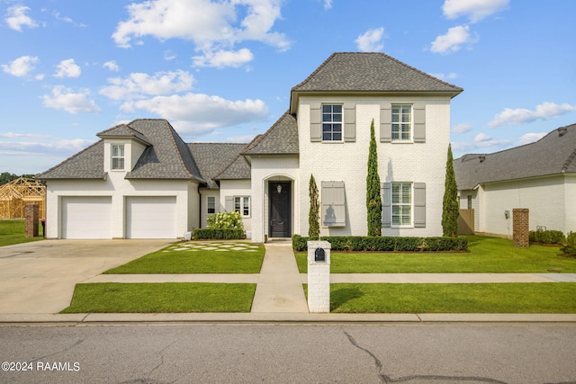 view of front of property featuring a front lawn