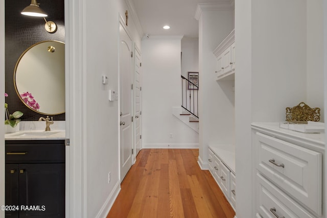 spacious closet with sink and light wood-type flooring