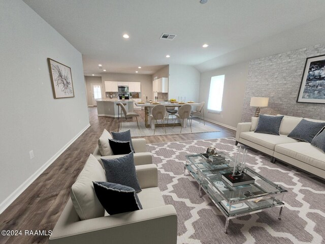 living room with light hardwood / wood-style floors