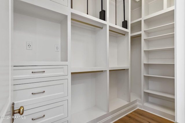 walk in closet featuring wood-type flooring