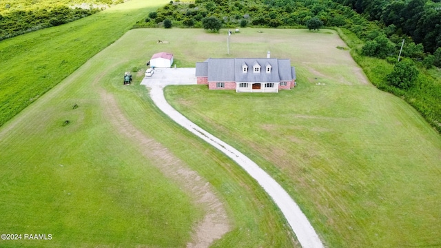 drone / aerial view with a rural view