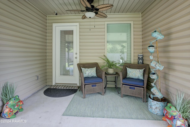 view of patio / terrace featuring ceiling fan