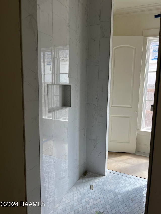 bathroom featuring ornamental molding