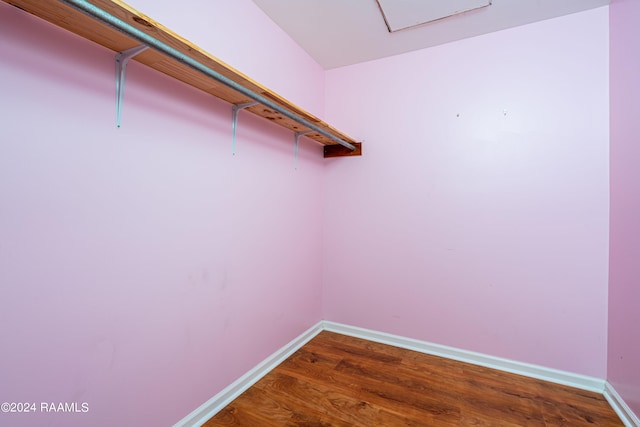 walk in closet featuring wood finished floors