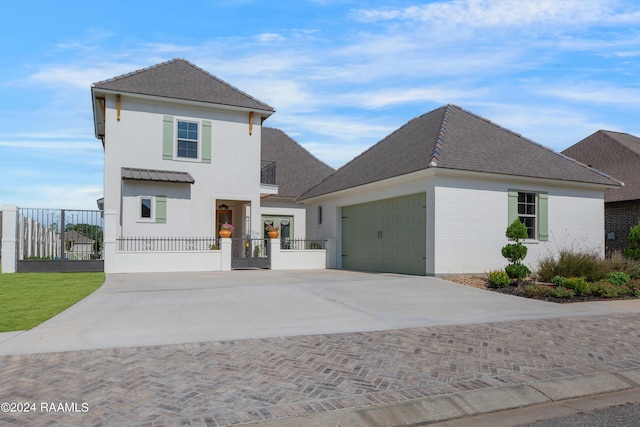 view of front of property with a garage