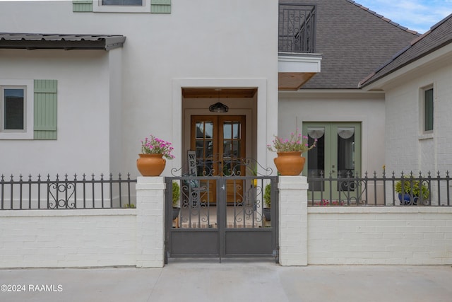 view of exterior entry with french doors