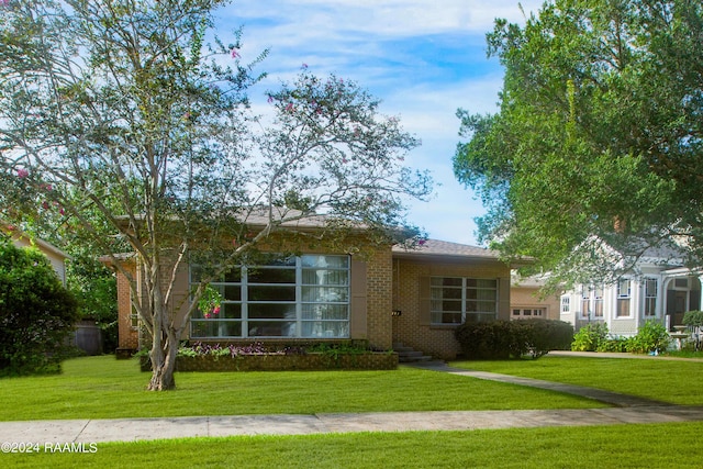 view of front of home with a front lawn