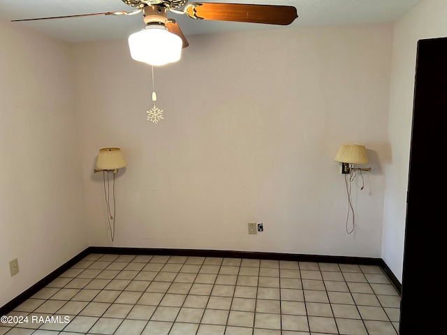 unfurnished room with ceiling fan