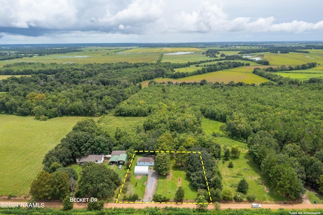 aerial view featuring a rural view