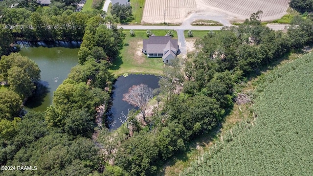 bird's eye view featuring a water view